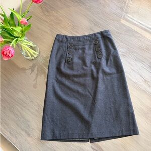 Saint James Charcoal Buttoned Pencil Skirt